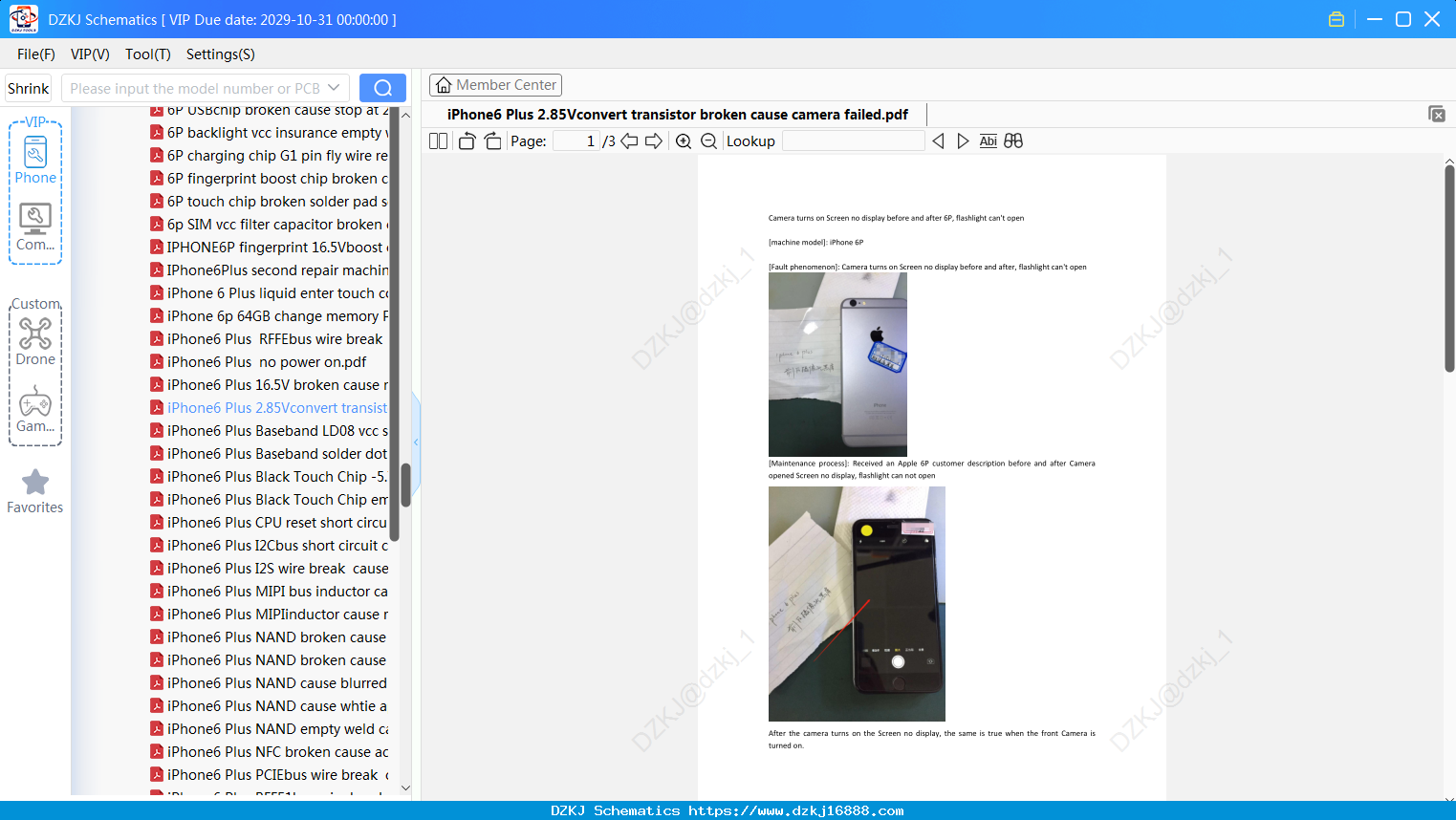 IPhone6 Plus 2.85Vconvert Transistor Broken Cause Camera Failed